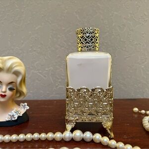 Vintage Filigree Gold Tint Glass Lotion Bottle